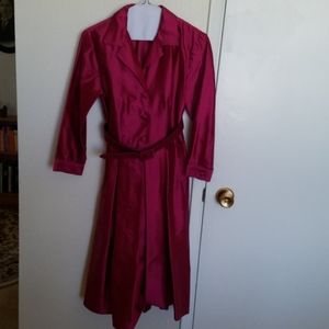 Luxe fuchsia silk dress with 3/4 sleeves
